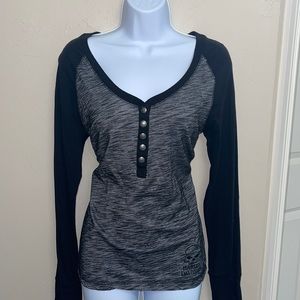 Grey and black, long sleeve, Harley Davidson, women's top